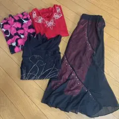 社交ダンス レッスンウェア 4点セット トップス スカートのサムネイル