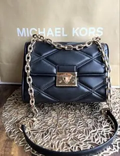MICHAEL KORS ブラックレザーショルダーバッグ