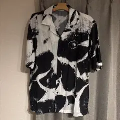 ZARA 半袖シャツ モノトーン ペイント柄 Lサイズ メンズのサムネイル