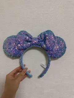 ディズニー スパンコール カチューシャ ミニー　ブルー