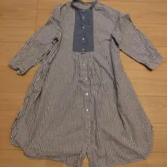 シャツワンピース 長袖 ストライプ