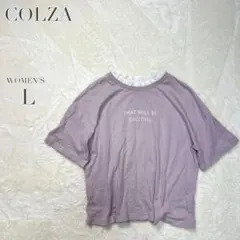 COLZA コルザ ハニーズ 襟レース Ｔシャツ Ｌ 半袖 カジュアル 英字
