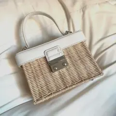 かごバッグ ZARA ラタンと合成皮革のハンドバッグ