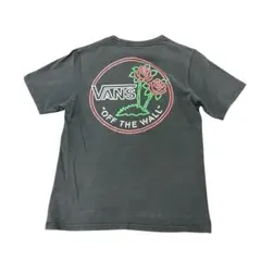 VANS バックプリントTシャツ　薔薇　ブラック　フェード　古着　8lのサムネイル