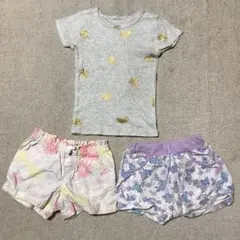 3点セット 110cm 女の子 Tシャツ1点 短パン 2点 夏物