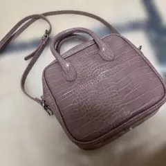 クロコダイル風 ピンクショルダーバッグ 2way