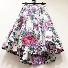 ローラアシュレイ　花柄フレアスカート　ロング丈　Sのサムネイル