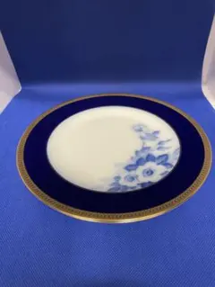 大倉陶園リミテッドエディションロイヤルブルー 瑠璃稲穂金彩金蝕26cm