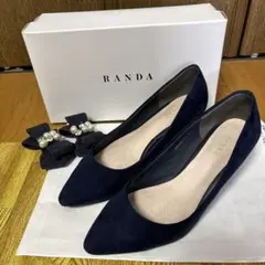 ゆ*り様 RANDA ランダ 2way スエードパンプス ネイビー 22.5cm
