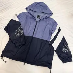 adidas アディダス ジャケット ウインドブレーカー ロゴ L ゴルフ 青