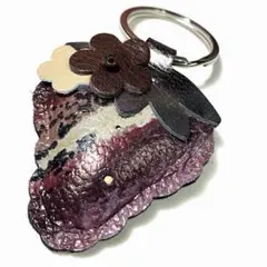 本革レザー ぷっくりいちご キーリング