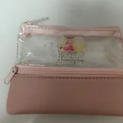 プーさん ポーチ ピンク 透明ポケット付き