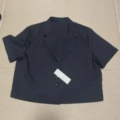 GU ハーフスリーブクロップドジャケット ブラック XXLのサムネイル