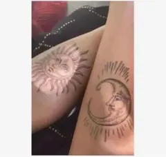 ✧︎粗茶屋✧︎2柄セット✧︎日本語使用説明付きタトゥーシール特殊㉝太陽と月