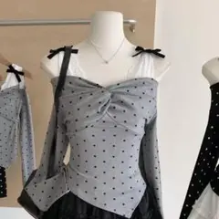 ドット柄 オフショルトップス