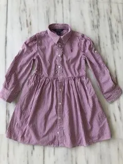 Polo Ralph Lauren 紫ピンクと白ストライプ ワンピース