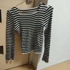 グレイル　スクエアネック　ボーダーリブニット