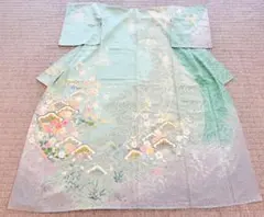 高級 訪問着 正絹 袷 京友禅 落款入り グリーン 叩き染め 約80万円 作家物