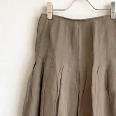 INED ひざ丈スカート フレアスカート シンプル 麻混 裏地付き きれいめ