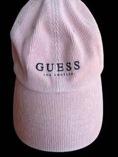 GUESS ピンク コットンコーデュロイキャップ フリーサイズ