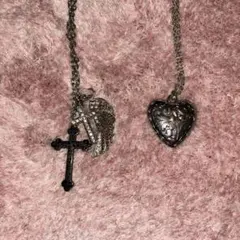 十字架 ペンダント シルバー 羽根 ハートチャーム ハート moussy y2k