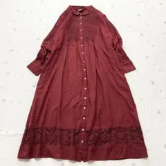 ツハルバイサマンサモスモス　コットンリネン シャツワンピース レース