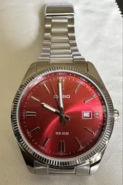 ほぼ新品 CASIO MTP-1302PD-4AVEF レッド文字盤 腕時計