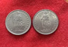 スイス 2フラン硬貨 1981年 1988年 2枚セットのサムネイル