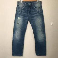 美品 Levis 501 ブルー ダメージジーンズ 色落ち良 W32 L32
