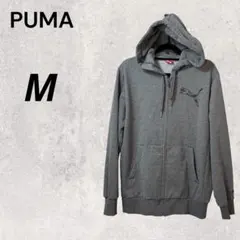 PUMA プーマ M グレー ジップアップパーカー 薄手 フード付き スポーツ