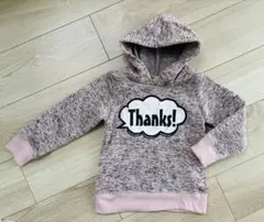 新品 Thanks! プリント フード付き パーカー ピンク