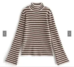 GRL ボーダー柄フレアスリーブリブニットトップスk9086b