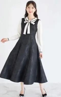 ポケット付きフラワー×パピヨンジャガードジャンパースカート