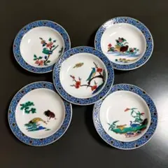 九谷焼　青郊窯　古九谷絵変り　3.5号皿揃　小皿　豆皿　銘々皿　11.2cm