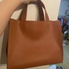 ブラウン合成皮革トートバッグ