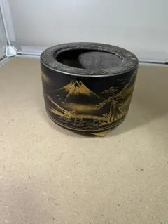 龍山　富士山 蒔絵 火鉢 アンティーク 煎茶道具
