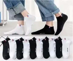 ソックス　ショートスニーカー くるぶし　スポーツ　靴下　黒　10足セット　メンズ