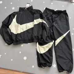 新品　NIKE ビッグスウッシュ　セットアップ　ウーブンジャケット　パンツ黒　L