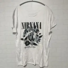 ニルヴァーナ プリント Tシャツ 広いネック 半袖 白 コットン ライブ 白