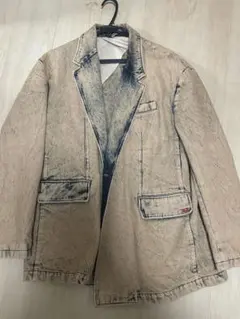 新品タグ付き】M.U.L. デニムジャケット ブリーチ汚し加工 ブラック 