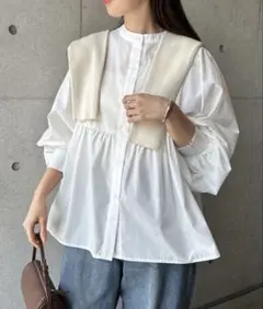 アンドミー　2wayシアーペプラムシャツブラウス　チュニック