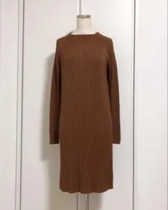 テチチテラス ワイドリブ ニット ワンピース ブラウン