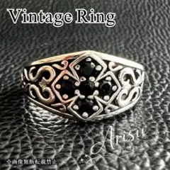 メンズリング ブラックストーン ヴィンテージメキシカンジュエリー指輪インディアン