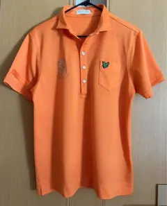 LYLE&SCOTT 半袖ポロシャツ　オレンジ　スキッパー　刺繍&ワッペン　M