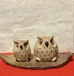 リンコナダ社（Artesania）のウルグアイ製陶器製シロフクロウ親子