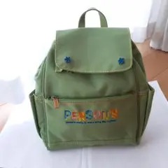 PERSON'S パーソンズ リュック 黄緑 グリーン 刺繍 ロゴ ビンテージのサムネイル