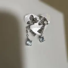 最終値下げ天然石トパーズピアス、ポスト部分シルバー925 蝶デザイン 新品