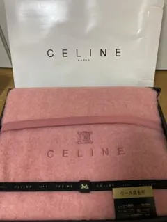 【未使用】CELINEセリーヌ ウール混毛布 140×200cm ピンク