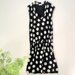 【ワールドワイドラブ】日本製♡綿100%水玉Vネックワンピース／フレンチスリーブのサムネイル