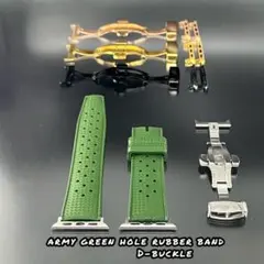 アーミーグリーン　FKMラバーベルト Dバックル付　アップルウォッチ